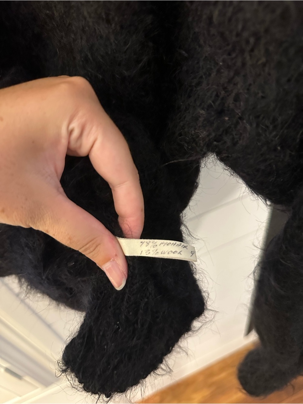 MOHAIR & WOOL Black Crewneck Fuzzy Balloon-Sleeve Sweater - Picture 3 of 3